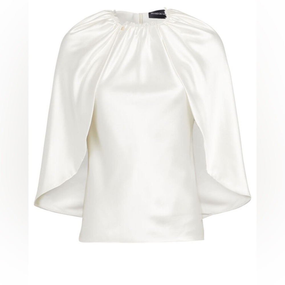 BRANDON MAXWELL
Silk Satin Cape Blouse